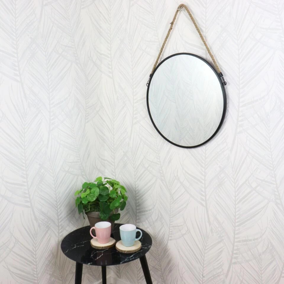 MISOU Spiegel Rond Met Touw Zwart Spiegels 37cm Wandspiegel 3 MISOU Spiegel Rond Met Touw Zwart Spiegels 37cm Wandspiegel - Afbeelding 3
