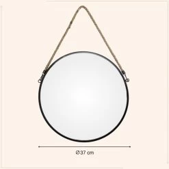 MISOU Spiegel Rond Met Touw Zwart Spiegels 37cm Wandspiegel 7 MISOU Spiegel Rond Met Touw Zwart Spiegels 37cm Wandspiegel -Home Decoration Store 1000082981 0111