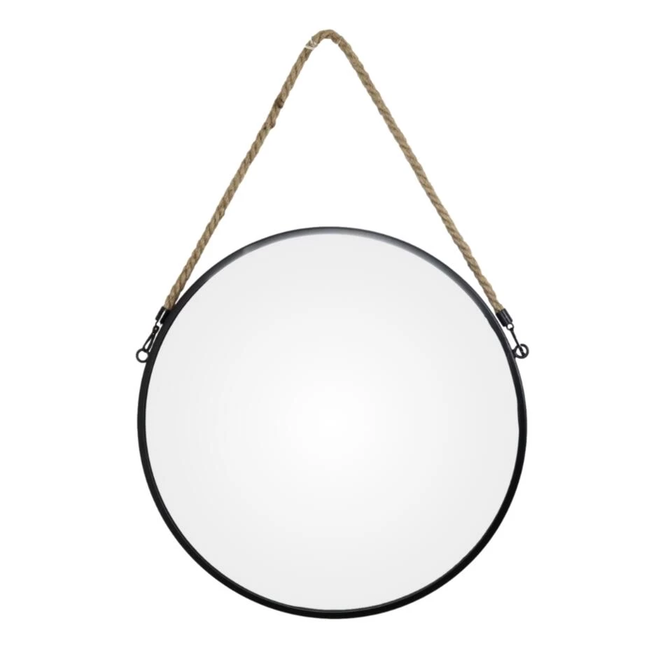 MISOU Spiegel Rond Met Touw Zwart Spiegels 37cm Wandspiegel 1 MISOU Spiegel Rond Met Touw Zwart Spiegels 37cm Wandspiegel