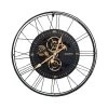 LW Collection Wandklok Radar Emanuel Zwart 62cm Bewegende Tandwielen