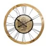 LW Collection Wandklok Radar Ryan Bruin 65cm Bewegende Tandwielen