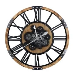 LW Collection Wandklok Radar Andy Bruin Zwart 80cm Bewegende Tandwielen