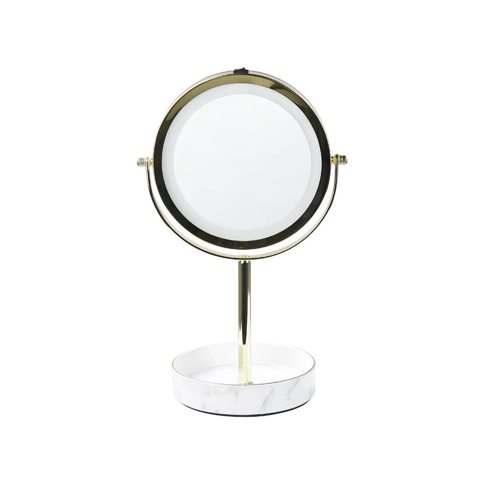 Beliani Make-up Spiegel SAVOIE - Goud Ijzer, Keramiek, Glas 1 Beliani Make-up Spiegel SAVOIE - Goud Ijzer, Keramiek, Glas