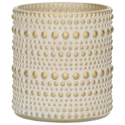 Countryfield Theelichthouder/kaarsenhouder - Creme Wit/goud - H8 Cm