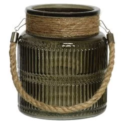 Lumineo Windlicht - Donkergroen - Glas - D14xH16 Cm - Lantaarn