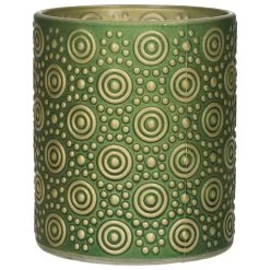 Countryfield Theelichthouder/kaarsenhouder - Olijfgroen/goud - H10 Cm