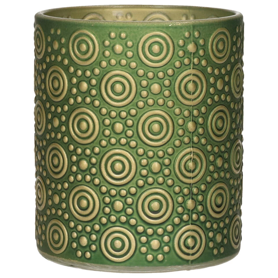 Countryfield Theelichthouder/kaarsenhouder - Olijfgroen/goud - H10 Cm 1 Countryfield Theelichthouder/kaarsenhouder - Olijfgroen/goud - H10 Cm