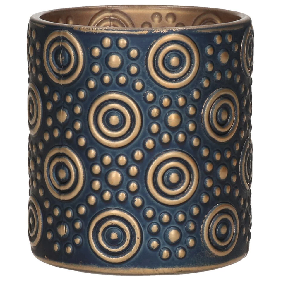 Countryfield Theelichthouder/kaarsenhouder - Nachtblauw/goud - H8 Cm 1 Countryfield Theelichthouder/kaarsenhouder - Nachtblauw/goud - H8 Cm