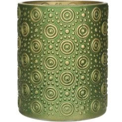 Countryfield Theelichthouder/kaarsenhouder - Olijfgroen/goud - H12 Cm