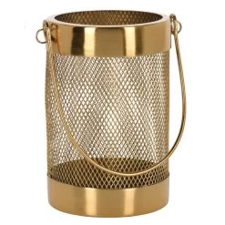 H&S Collection Windlicht - Goudkleurig - Metaal - 12 Cm - Lantaarn
