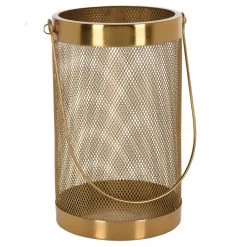 H&S Collection Lantaarn - Goudkleurig - Metaal - Kaarshouder - 26 Cm
