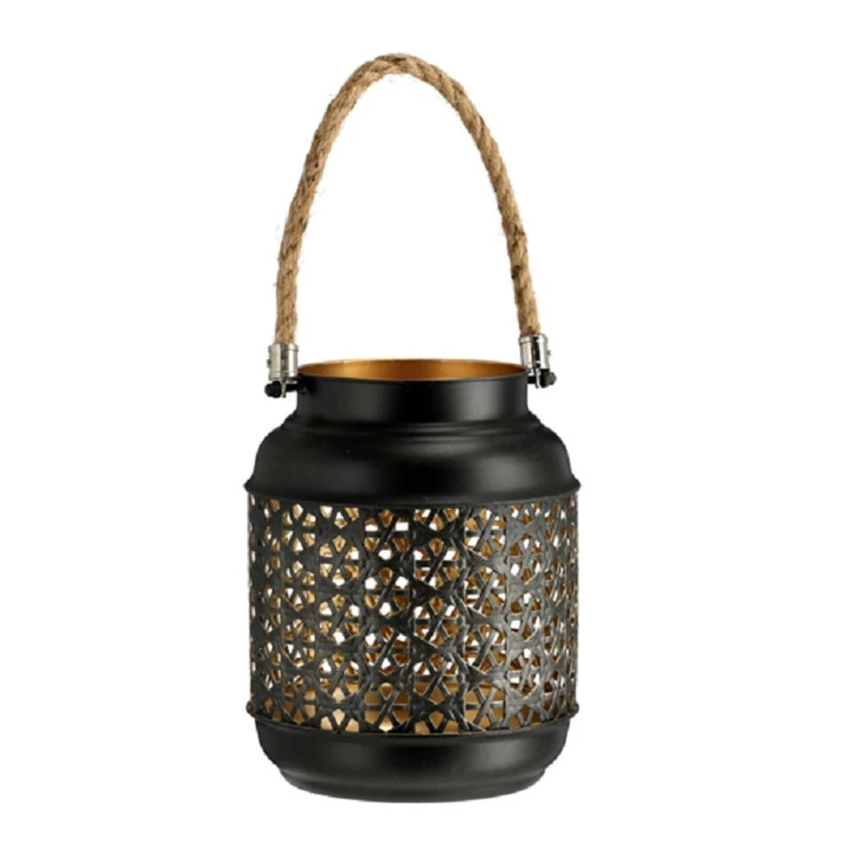 Cepewa Windlicht - Kaarshouder - Zwart Met Goudkleurig - 18 Cm 1 Cepewa Windlicht - Kaarshouder - Zwart Met Goudkleurig - 18 Cm