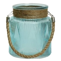 Lumineo Windlicht - Lichtblauw - Glas - Kaarshouder - D14 X H16 Cm