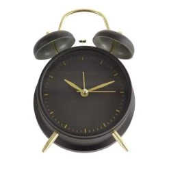 MISOU Wekker Analoog Bellenwekker Zwart Goud Industrieel