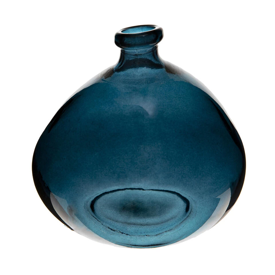 Atmosphera Bol Fles Vaas - Blauw Transparant - Glas - H22 X D21 Cm 1 Atmosphera Bol Fles Vaas - Blauw Transparant - Glas - H22 X D21 Cm