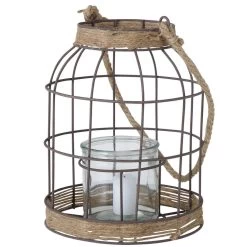 Lantaarn Windlicht Jute/metaal/glas Van 27 Cm