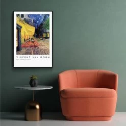 Walljar - Vincent Van Gogh - Caféterras Bij Nacht - Poster Met Lijst / 40 X 60 -Home Decoration Store 1000091278 0102