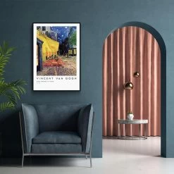 Walljar - Vincent Van Gogh - Caféterras Bij Nacht - Poster Met Lijst / 40 X 60 -Home Decoration Store 1000091278 0103