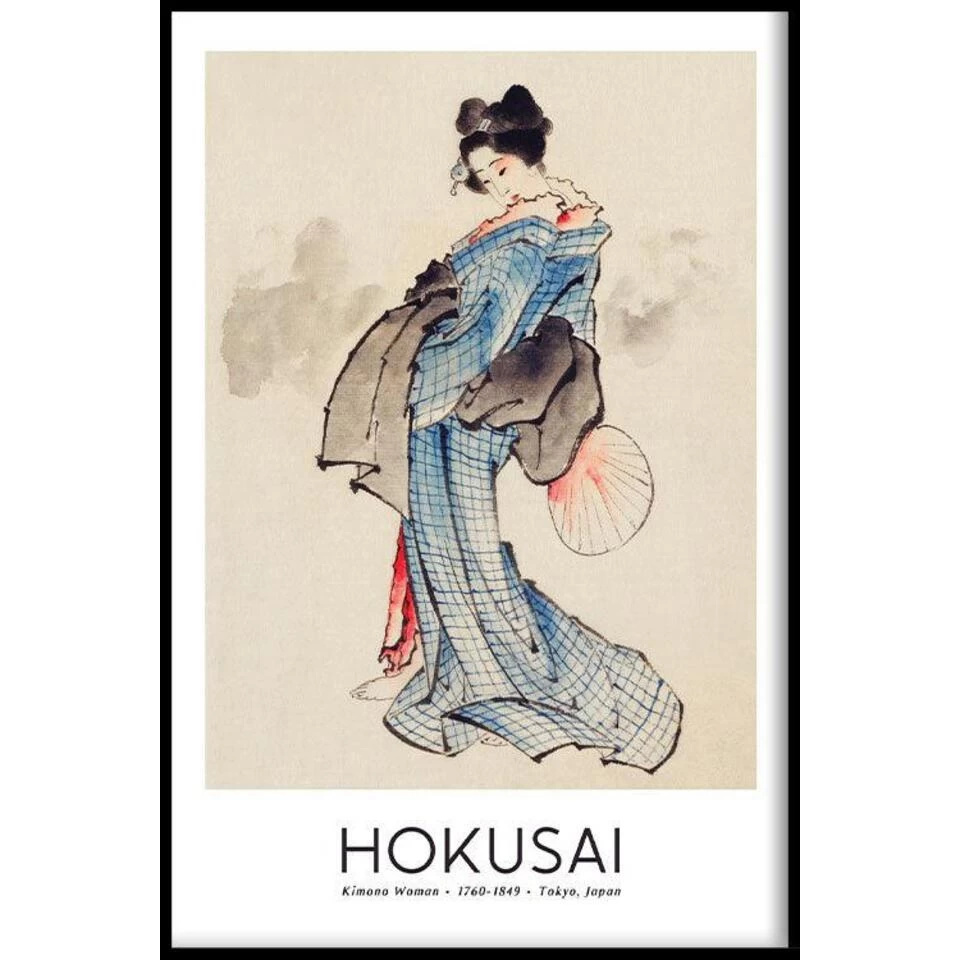 Walljar - Katsushika Hokusai - Woman - Poster Met Lijst / 70 X 100 Cm 1 Walljar - Katsushika Hokusai - Woman - Poster Met Lijst / 70 X 100 Cm