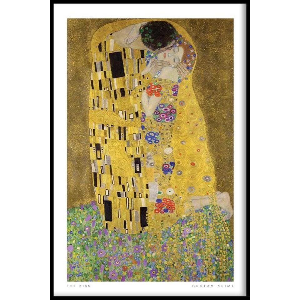 Walljar - Gustav Klimt - De Kus - Poster Met Lijst / 50 X 70 Cm 1 Walljar - Gustav Klimt - De Kus - Poster Met Lijst / 50 X 70 Cm