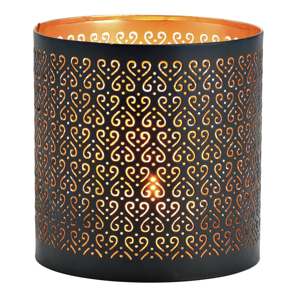 Merkloos Retro Design Kaarsenhouder - Metaal - Zwart/goud - 13 X 13 Cm 1 Merkloos Retro Design Kaarsenhouder - Metaal - Zwart/goud - 13 X 13 Cm