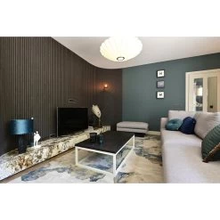 Set Van 2 Premium Wandpanelen Verouderd Eiken - Zwart Vilt - MDF - Bruin -Home Decoration Store 1000093236 0103