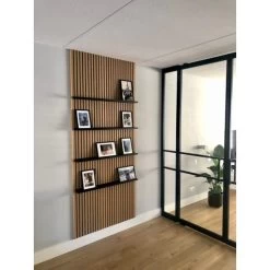 Set Van 2 Premium Wandpanelen Naturel - Zwart Vilt - MDF - Bruin -Home Decoration Store 1000093242 0103