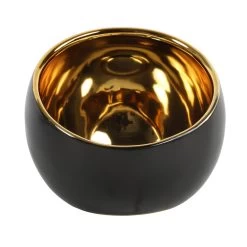 Countryfield Theelichthouder/kaarsenhouder - Zwart/goud - H13.5 Cm