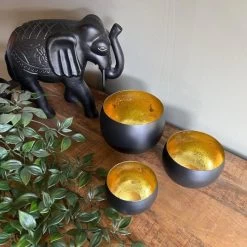 Rootsmann Theelichthouders Rond - Zwart-Goud - Metaal -Home Decoration Store 1000093933 0102