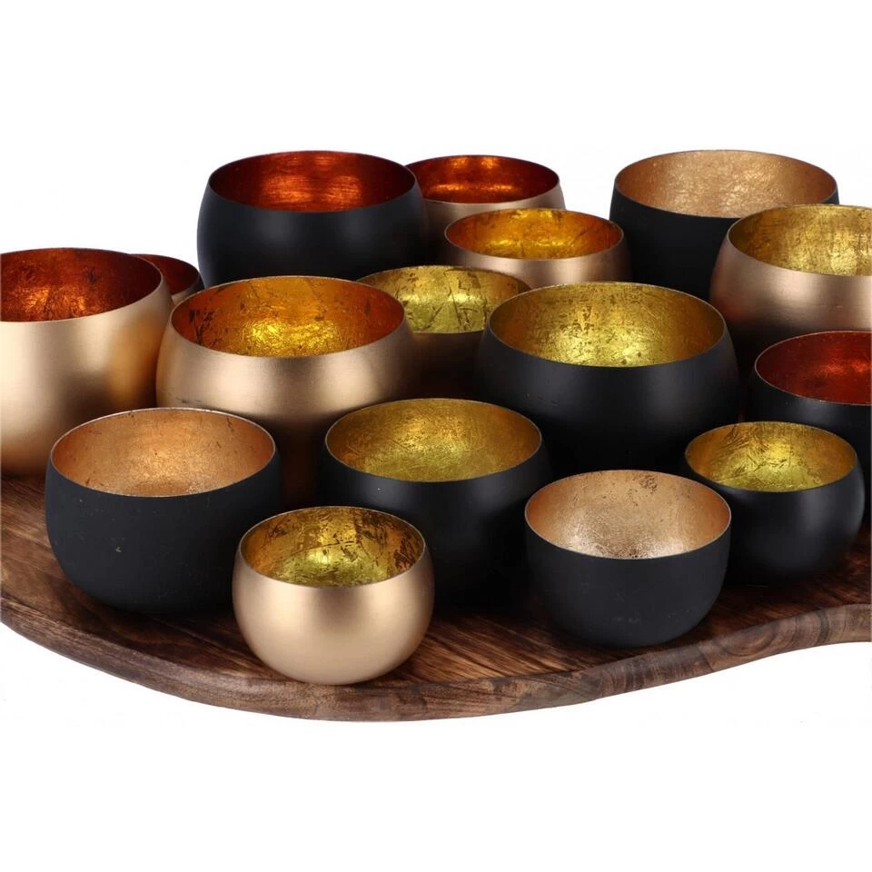 Rootsmann Theelichthouders Rond - Goud-Goud - Metaal 2 Rootsmann Theelichthouders Rond - Goud-Goud - Metaal - Afbeelding 2