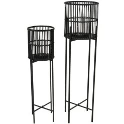 Lantaarn Op Poot - Bamboe - Zwart