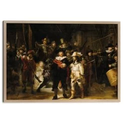Ingelijste Poster Rembrandt Nachtwacht 63x93,5 Cm Bruin