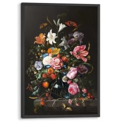 Ingelijste Poster De Heem Vaas Met Bloemen 93x63 Cm Bont