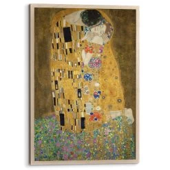 Ingelijste Poster Klimt De Kus 93,5x63 Cm Goudkleurig