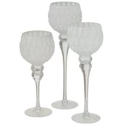 Deco By Boltze Kaarshouders - 3 Stuks - Zilver Met Wit - Glas