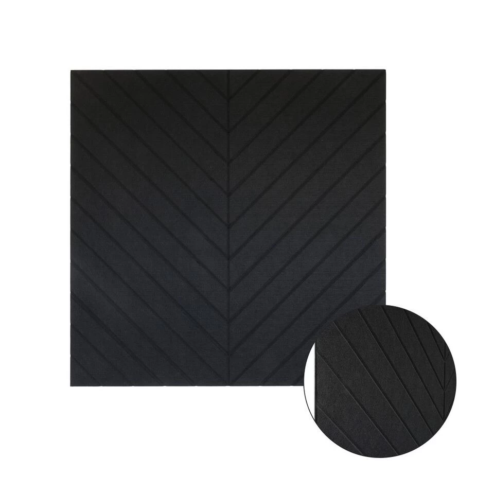 Akoestisch Wandpaneel PET-vilt - 100x100cm - Visgraat Motief Zwart 2 Akoestisch Wandpaneel PET-vilt - 100x100cm - Visgraat Motief Zwart - Afbeelding 2