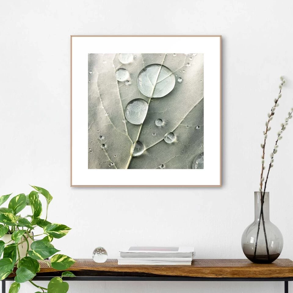Schilderij Dauwdruppels 50x50 Cm Groen 2 Schilderij Dauwdruppels 50x50 Cm Groen - Afbeelding 2