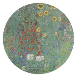 Glasschilderij Klimt Boerderijtuin Ø 50 Cm Groen