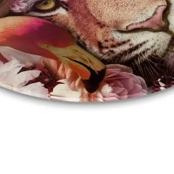 Glasschilderij Tijgerblik Ø 50 Cm Roze -Home Decoration Store 1000097322 0103