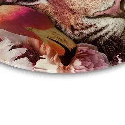 Glasschilderij Tijgerblik Ø 70 Cm Roze -Home Decoration Store 1000097366 0103