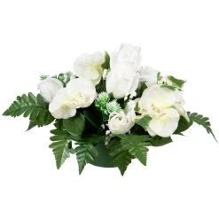 Louis Maes Kunstbloemen Orchidee/roos In Pot - Wit - H30 Cm