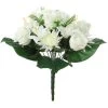 Kunstbloemen Boeket Roos/orchidee/chrysant - 2x - Wit - H36 Cm