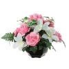 Louis Maes Kunstbloemen Orchidee/rozen In Pot - Kleuren Roze/wit - 25 Cm