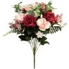 Louis Maes Kunstbloemen Boeket Rozen - Rood/roze - H50 Cm