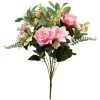 Louis Maes Kunstbloemen Boeket Rozen - Roze - H50 Cm