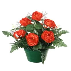 Louis Maes Kunstbloemen Plant Rozen In Pot - Rood - 25 Cm