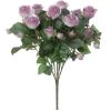 Louis Maes Kunstbloemen Boeket Rozen - Lila Paars - H50 Cm