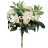 Louis Maes Kunstbloemen Boeket Roos/hortensia - Creme/wit - H39 Cm