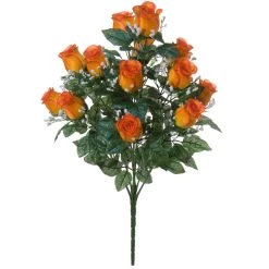 Louis Maes Kunstbloemen Boeket Rozen/gipskruid - Oranje - H56 Cm