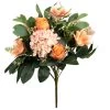 Louis Maes Kunstbloemen Boeket Roos/hortensia - Oranje/zalm - H39 Cm